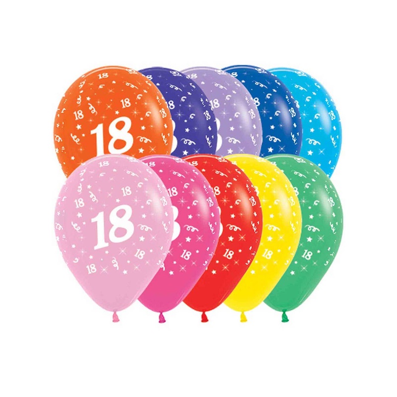 18th Birthday Fashion Colours 25 Pack 30cm Latex Balloons