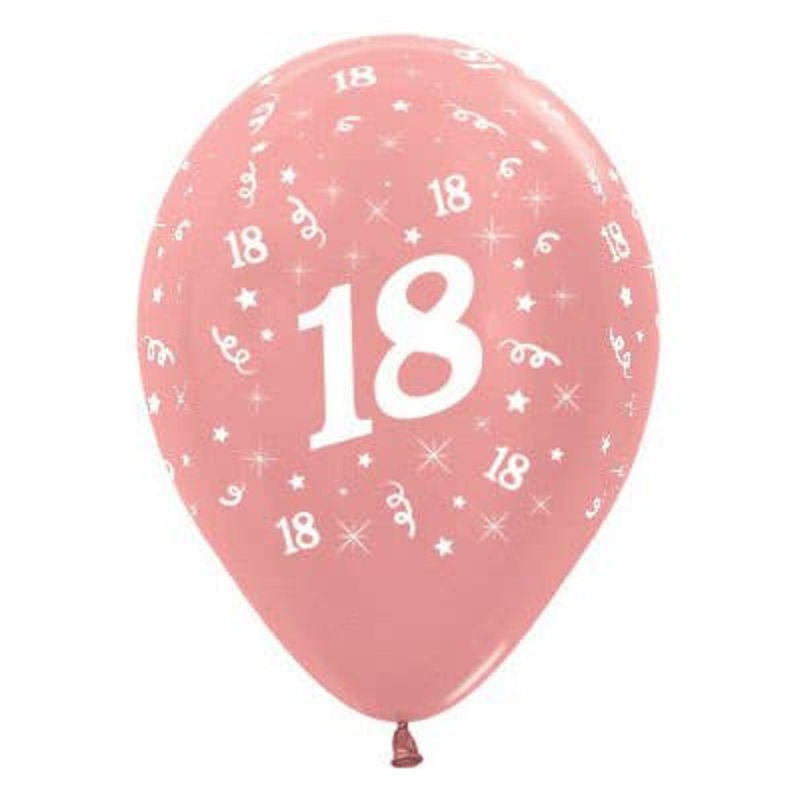 18th Birthday Metallic Rose Gold 25 Pack 30cm Latex Balloons