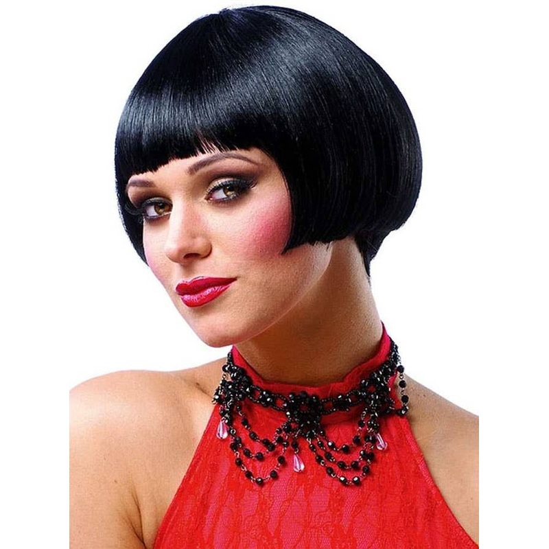 20s Short Black Bob Womens Costume  Wig