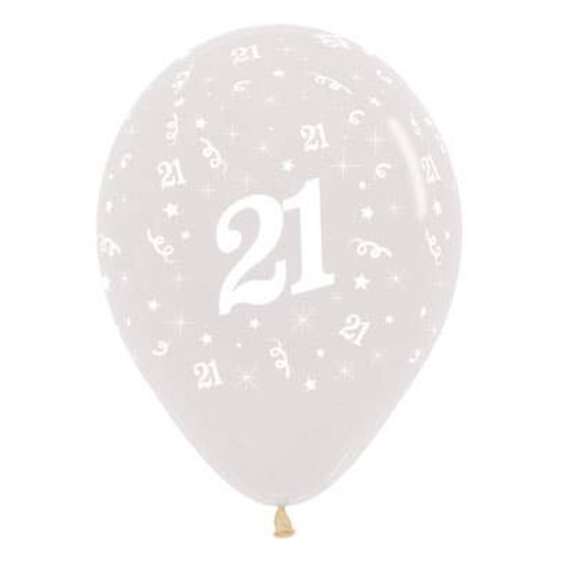 21st Birthday Crystal Clear 25 Pack 30cm Latex Balloons