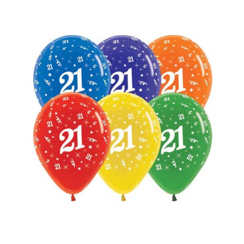 21st Birthday Crystal Colours 25 Pack 30cm Latex Balloons