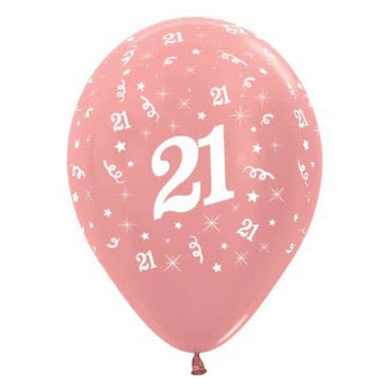 21st Birthday Metallic Rose Gold 25 Pack 30cm Latex Balloons