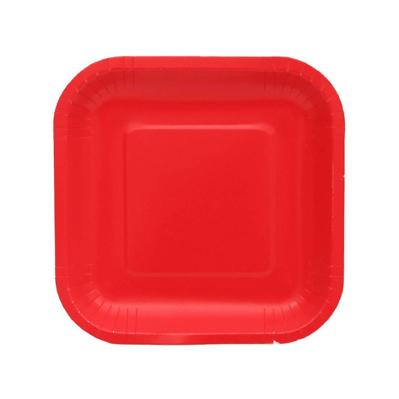 Cherry Red 20 Pack 18cm Square Paper Plates