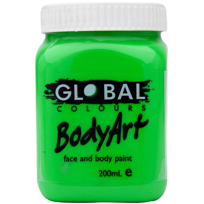 Global BodyArt UV Neon Green 200ml Liquid Makeup