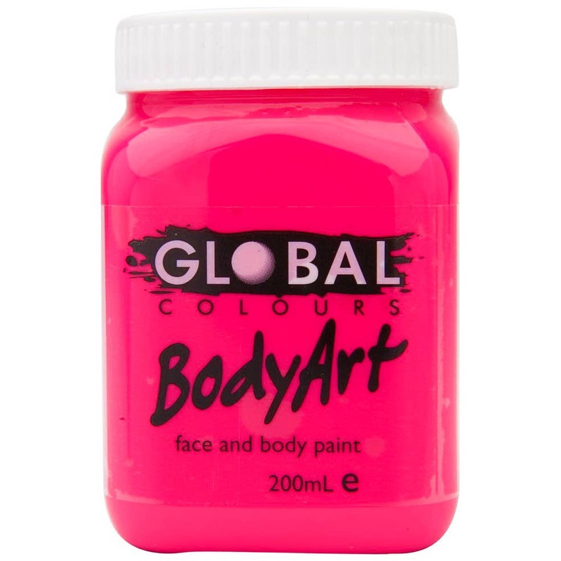 Global BodyArt UV Neon Pink 200ml Liquid Makeup