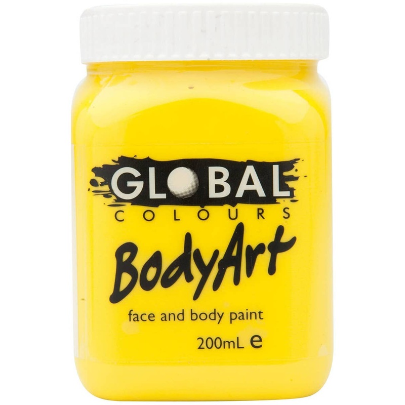 Global BodyArt UV Neon Yellow 200ml Liquid Makeup