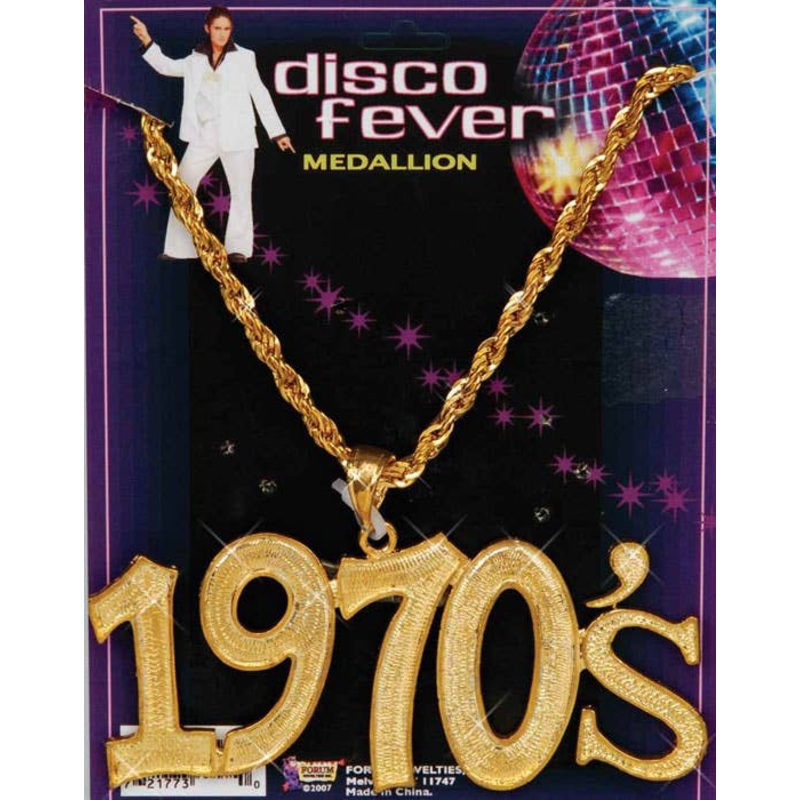 1970s Disco Fever Gold Necklace Costume Accessory