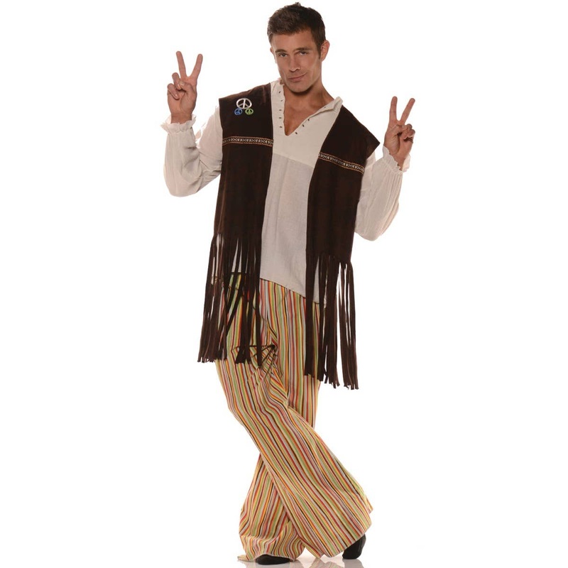 1970s Mens Fringed Hippie Costume Vest One Size