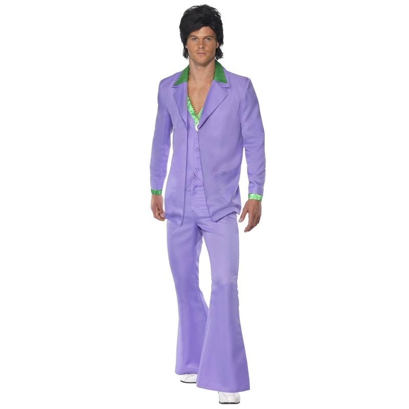 1970s Mens Purple Lavender Suit Fancy Dress Costume Large
