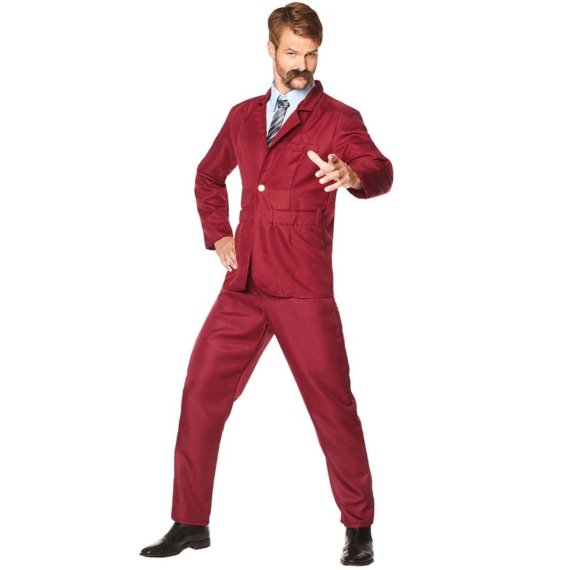 1970s Newsreader Mens Ron Burgundy Anchorman Costume Large