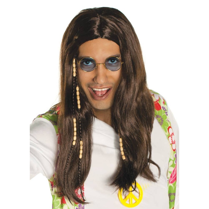 1970s Peace Hippie Mens Costume Wig