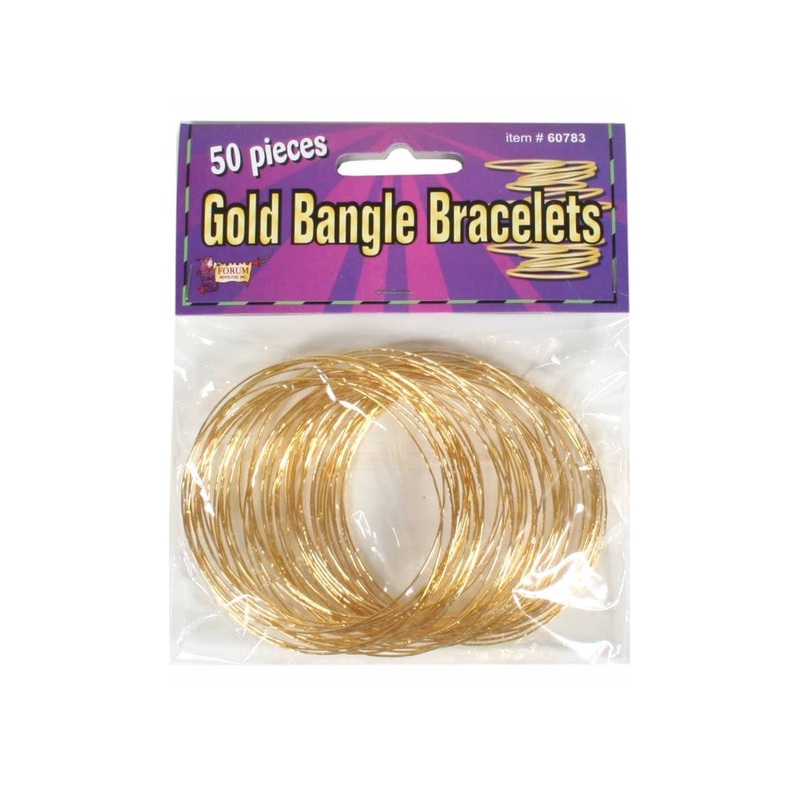 1970s Womens Gold Bangle 50 Pack Costume Accessory