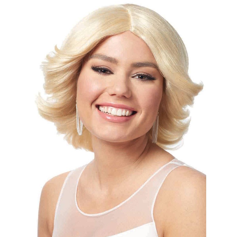 1980s Blonde Feathered Womens Costume Wig