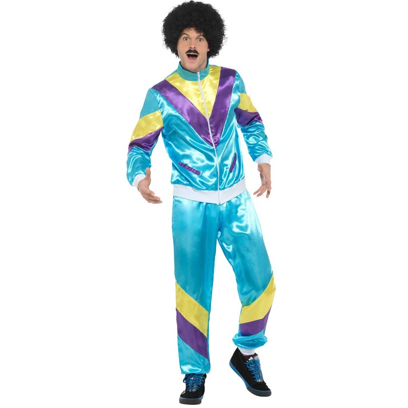 1980s Blue Shell Suit Mens Costume Large