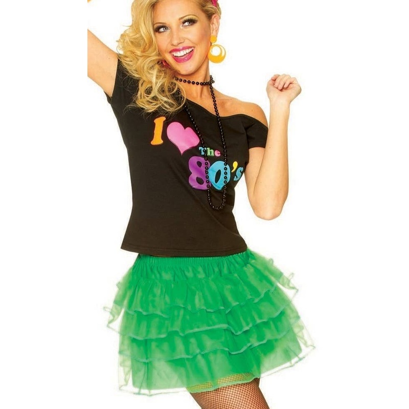 1980s Bright Green Womens Ra Ra Petticoat Standard