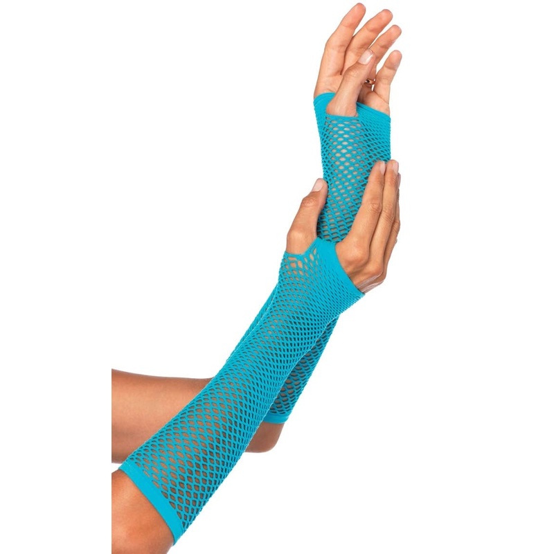 1980s Fingerless Blue Fishnet Gloves