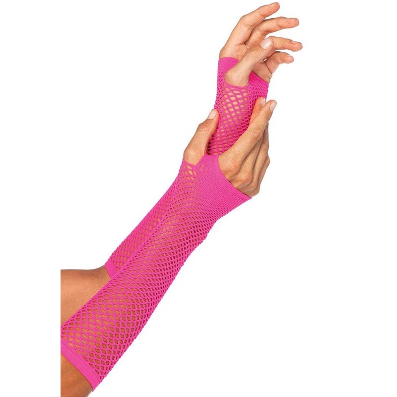 1980s Fingerless Neon Pink Fishnet Gloves