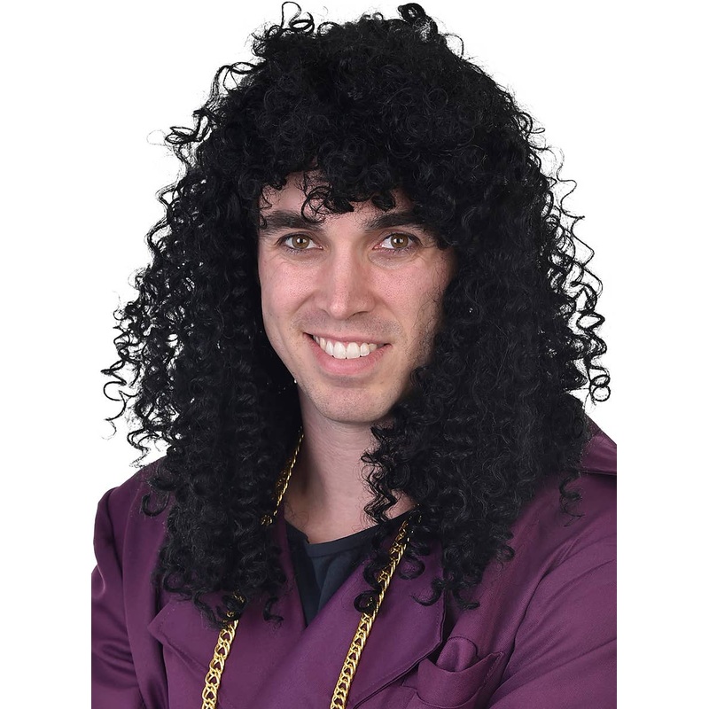 1980s Mens Rick James Black Curly Costume Wig
