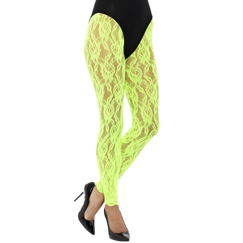 1980s Neon Green Lace Womens Costume Leggings