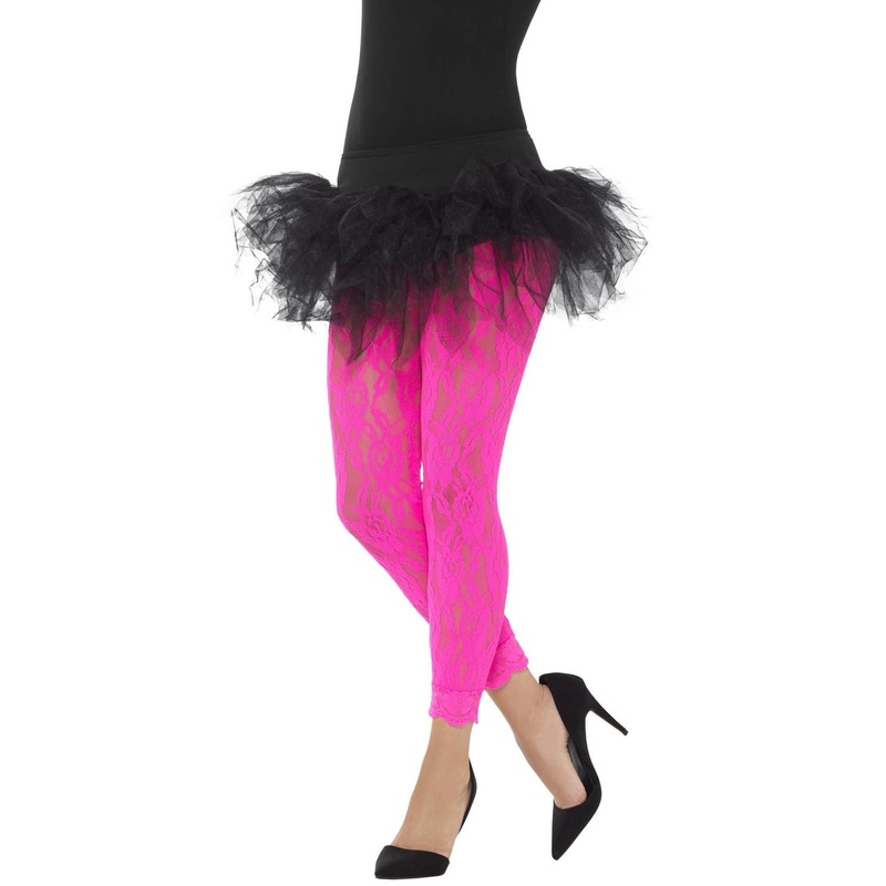 1980s Neon Pink Lace Full Length Leggings