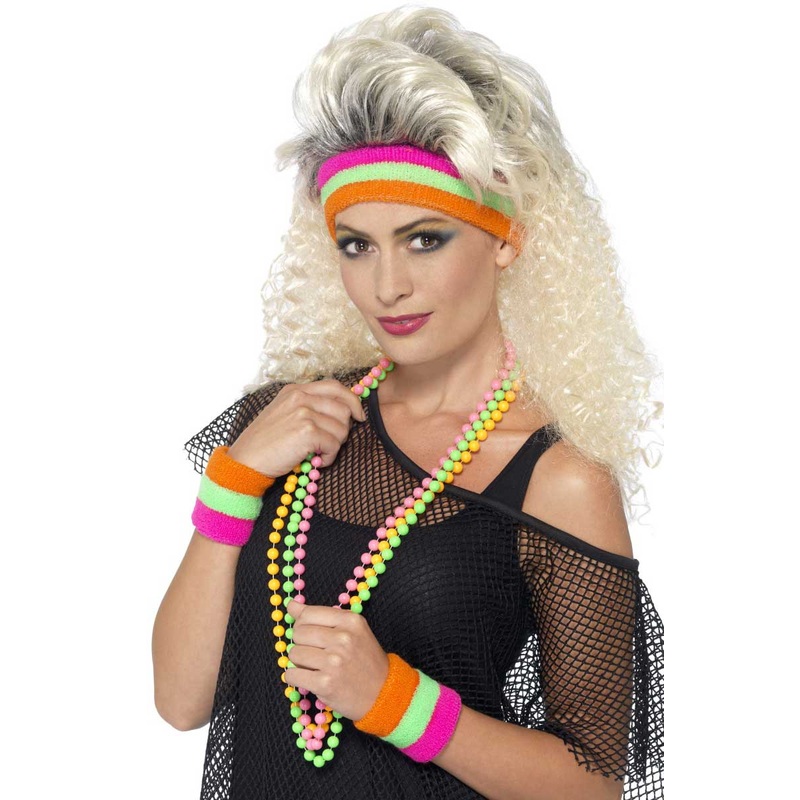 1980s Neon Sweatbands Costume Accessory