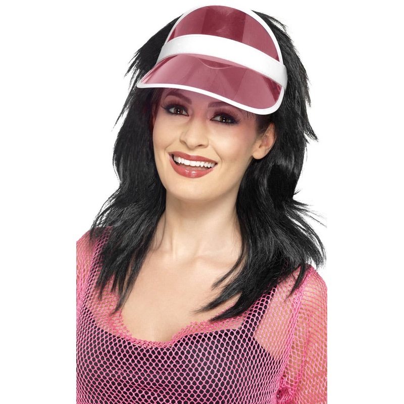 1980s Pink Sun Visor Costume Hat