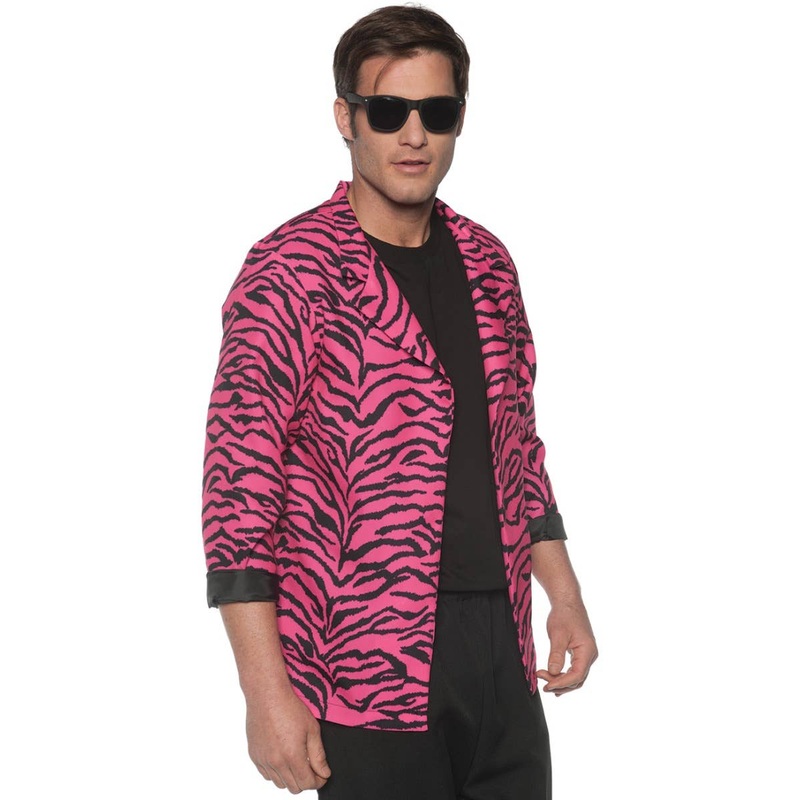 1980s Pink Zebra Print Mens Costume Blazer One Size
