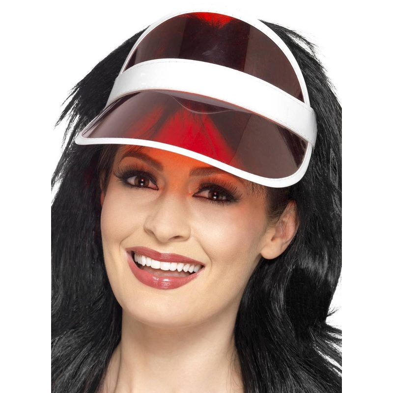 1980s Red Poker Visor Womens Costume Hat