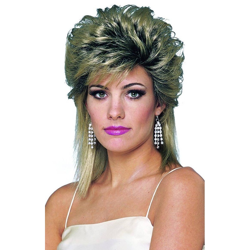 1980s Soap Star Womens Blonde Mullet Wig