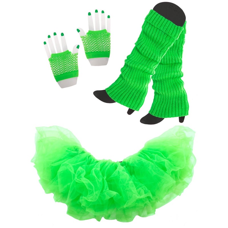 1980s Womens Green Tutu Costume Accessory Set One Size