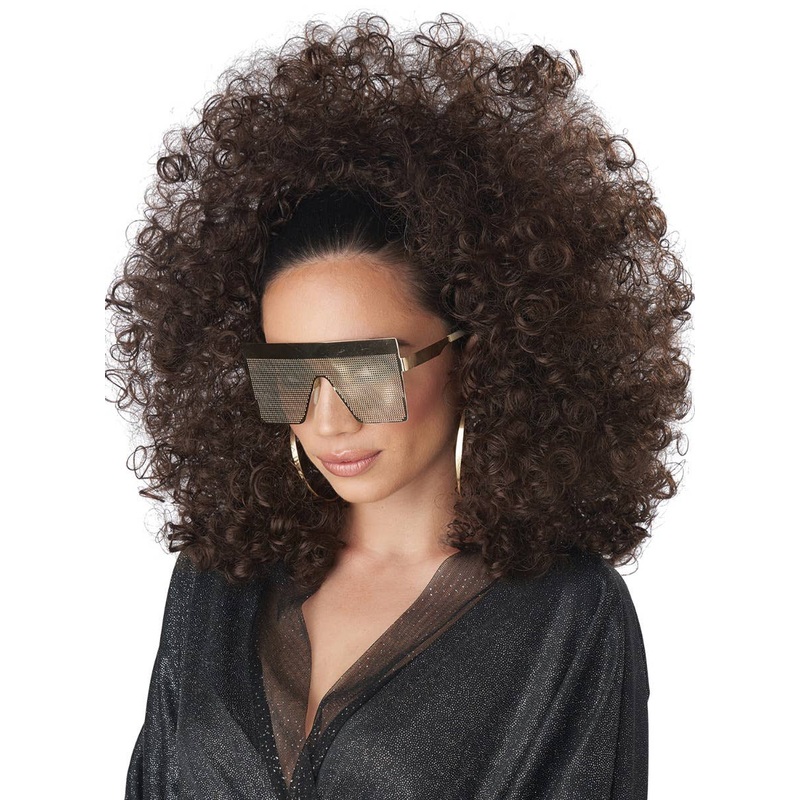 70s Disco Womens Brown Afro Wig Hairpiece on Headband