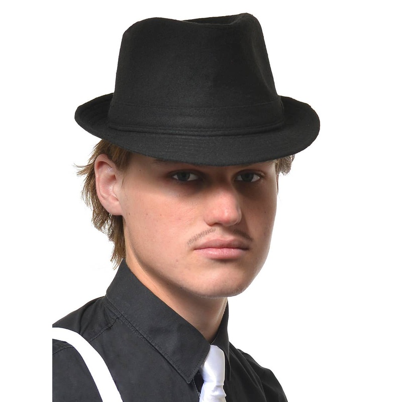 1920s Adults Black Gangster Trilby Costume Hat