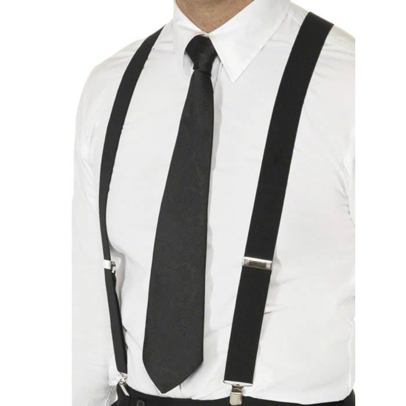 1920s Black Gangster Suspenders Costume Accessory