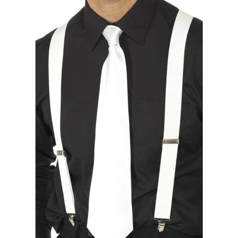 1920s Gangster White Costume Suspenders
