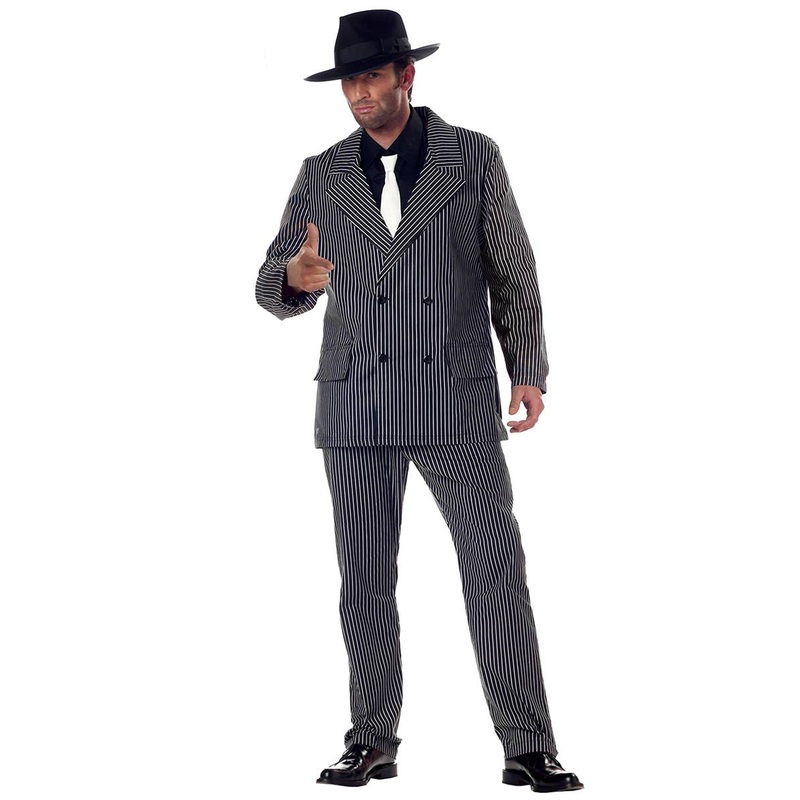 1920s Pinstripe Gangster Mens Dress Up Costume Large