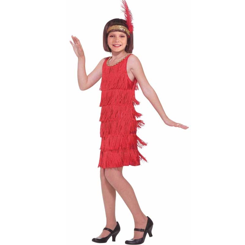 1920s Red Flapper Girls Costume Medium