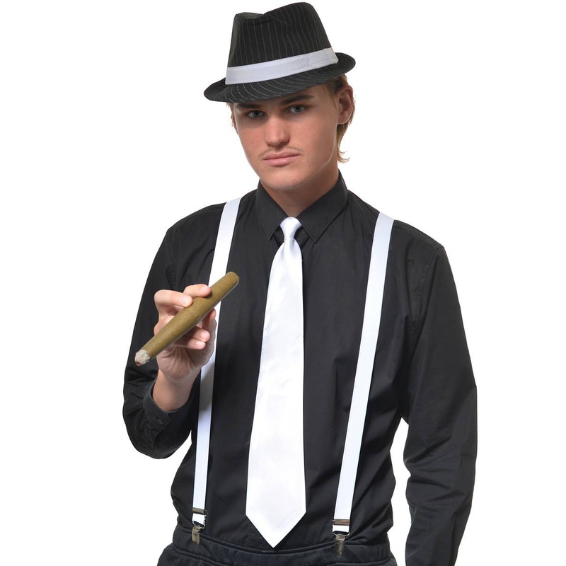 1920s White Satin Gangster Costume Tie