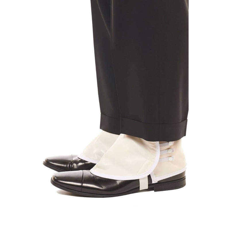 1920s White Vinyl Shoe Spats Costume Accessory