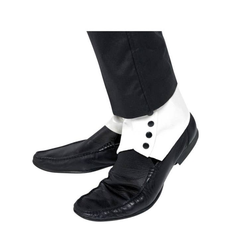 1920s White Vinyl Shoe Spats Great Gatsby Costume Accessory