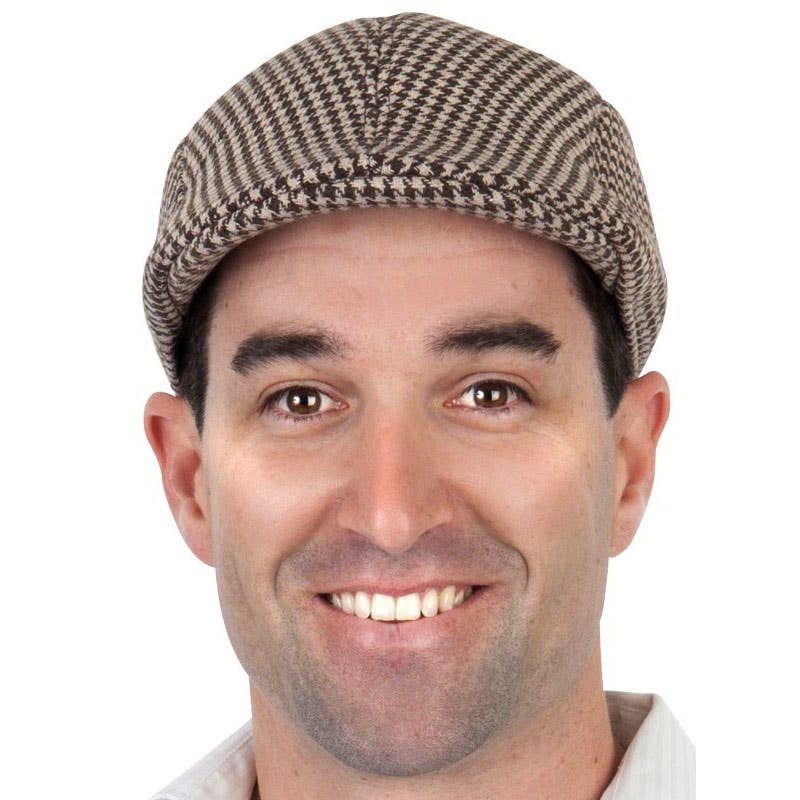 1940s Mens Brown Tweed Flat Cap Hat