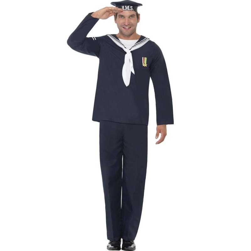 1940s Naval Seaman Mens Sailor Dress Up Costume Medium