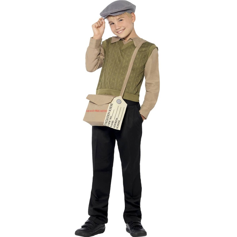 1940s Wartime Evacuee Boys Fancy Dress Costume Large
