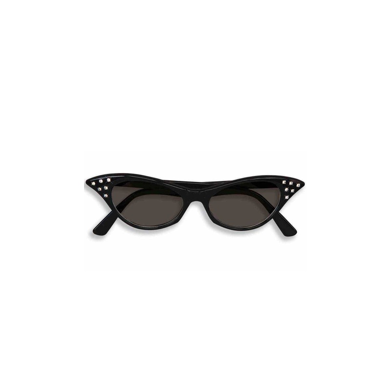 1950s Black Lens Ladies Glasses With Diamante Costume Accessory