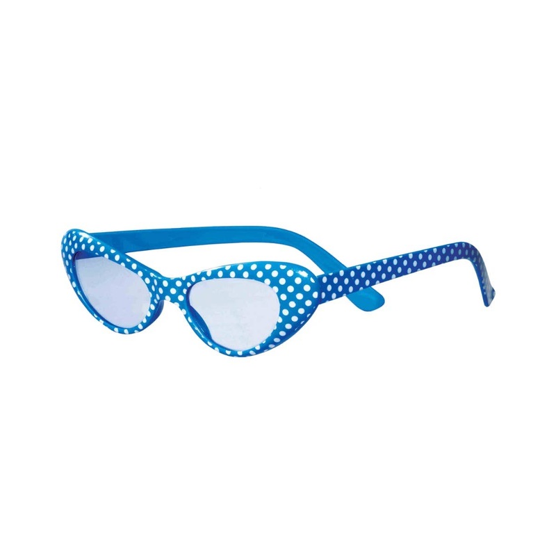 1950s Blue And White Polka Dot Rock N Roll Sunglasses