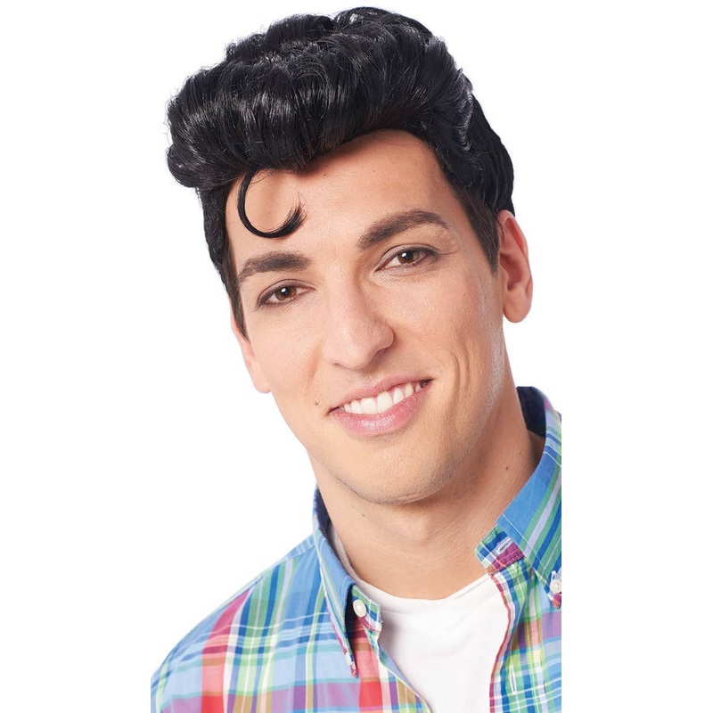 1950s Doo Wop Mens Short Black Costume Wig
