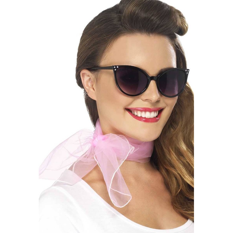 1950s Pink Tie On Neck Scarf Costume Accessory