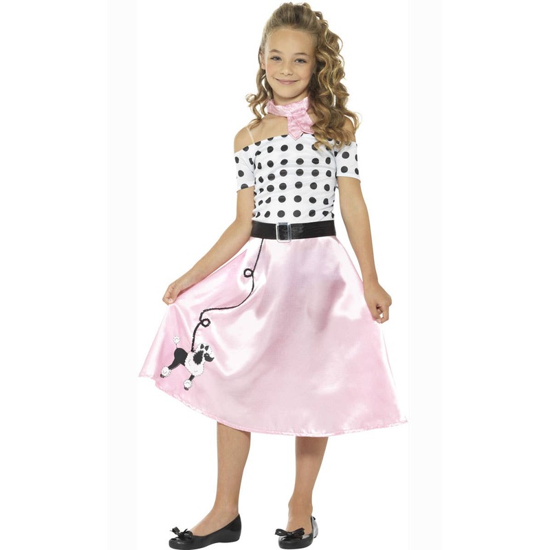 1950s Poodle Girl Kids Fancy Dress Costume Small