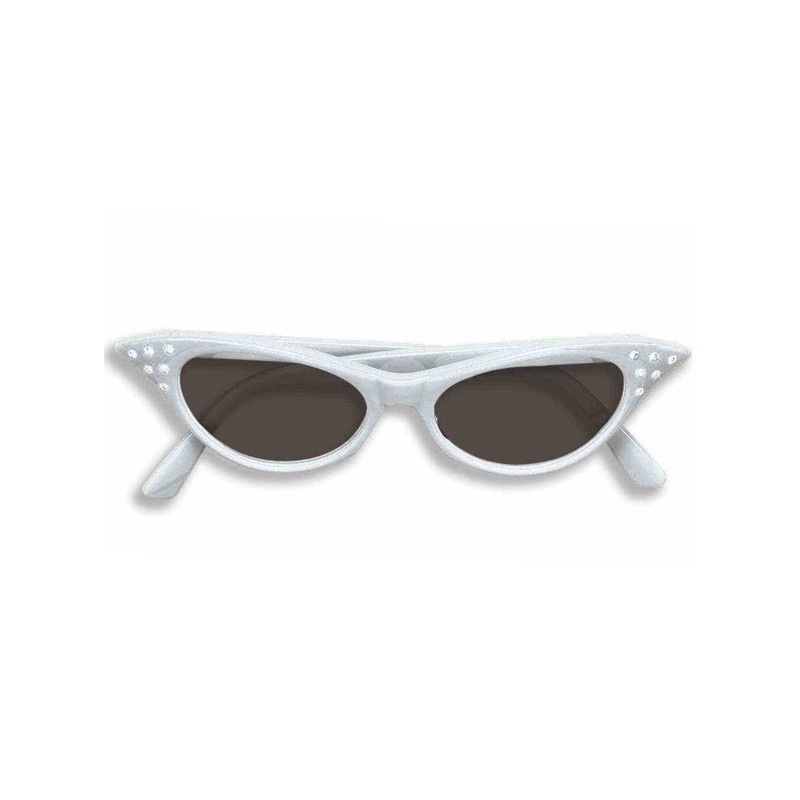 1950s Womens White  Costume Accessory Sunglasses With Rhinestones