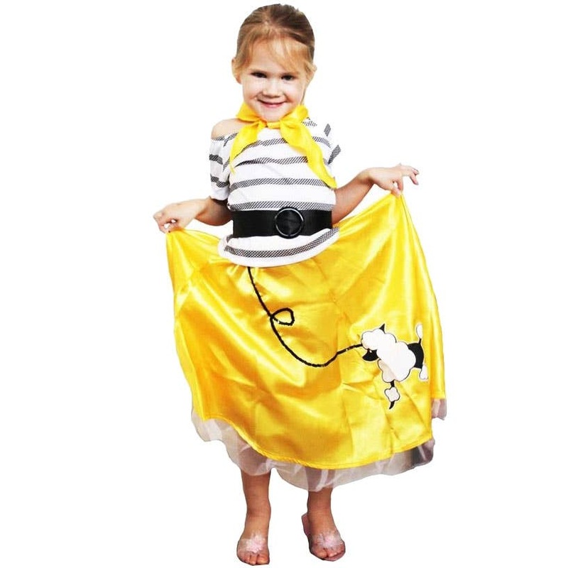 1950s Yellow Poodle Dress Girls Costume Small