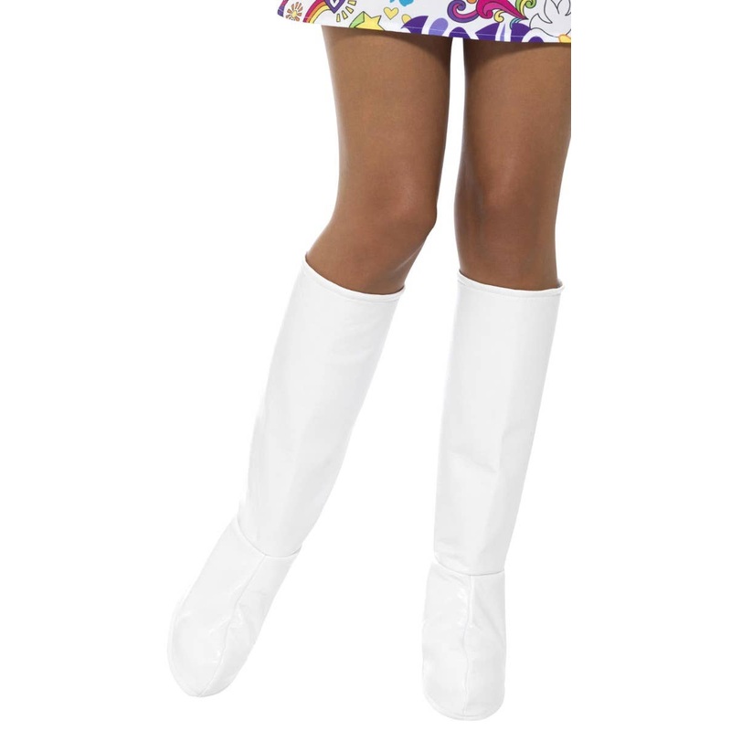 1960s Womens White GoGo Boot Covers Costume Accessory